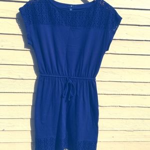 Gap navy blue eyelet lace dress XS 100% cotton